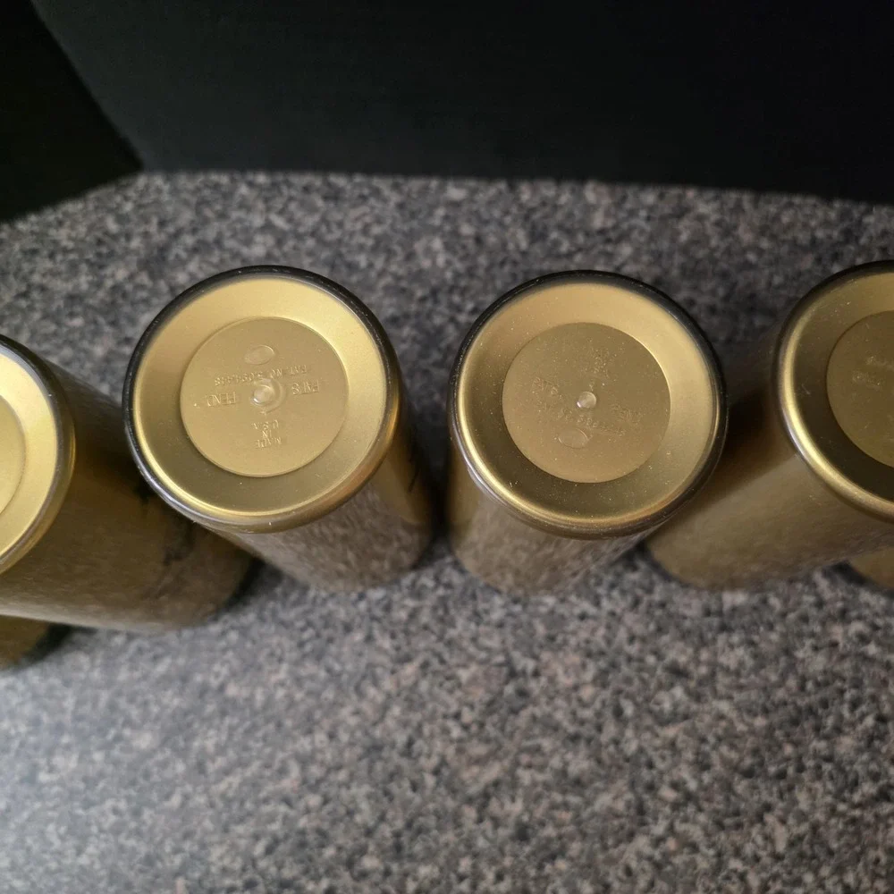 Vintage MCM NFC Gold Black Wildlife Insulated Tumblers Set‎ of 6 Made in USA